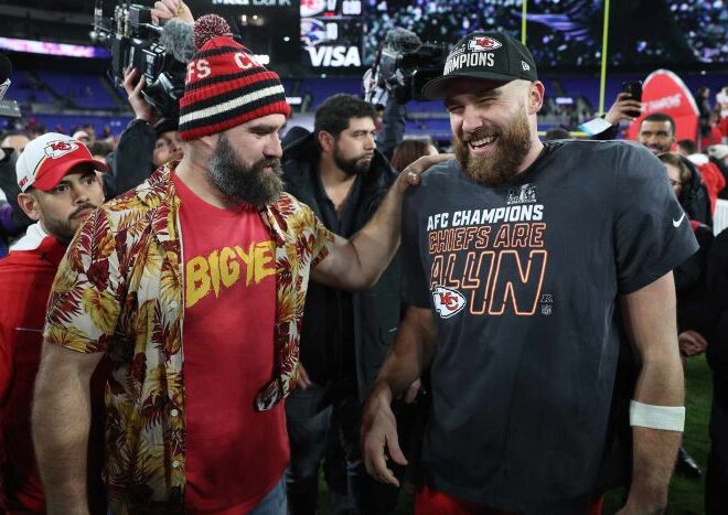 The Roar of Victory: Comparing Jason Kelce address and Travis Kelce, Epic Celebrations