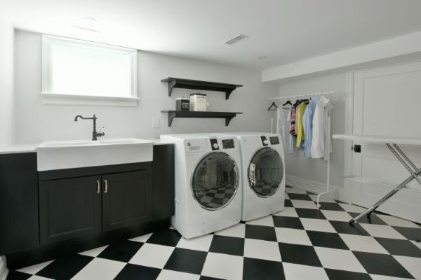 The Elegance of Black and White Laundry Room Design