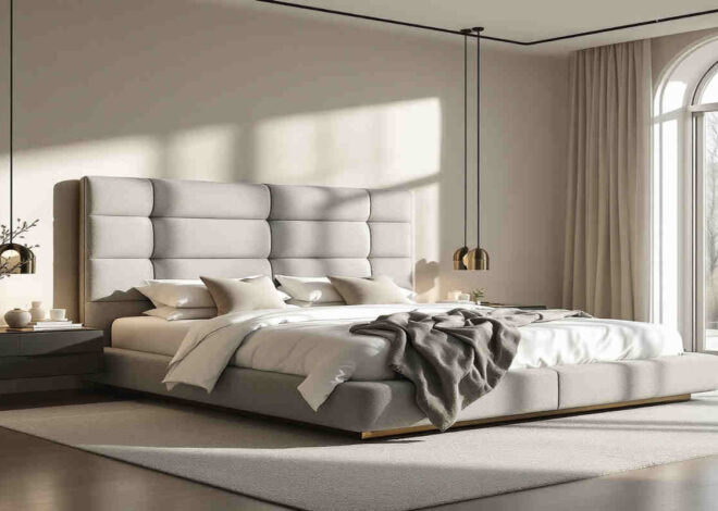 Modern King Size Bed Frame with Statement Headboard – 2025 Bedroom Must-Have