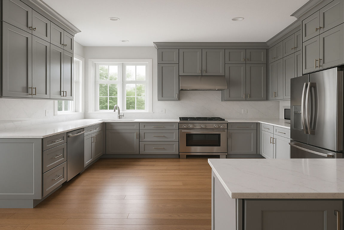 gray kitchen cabinets