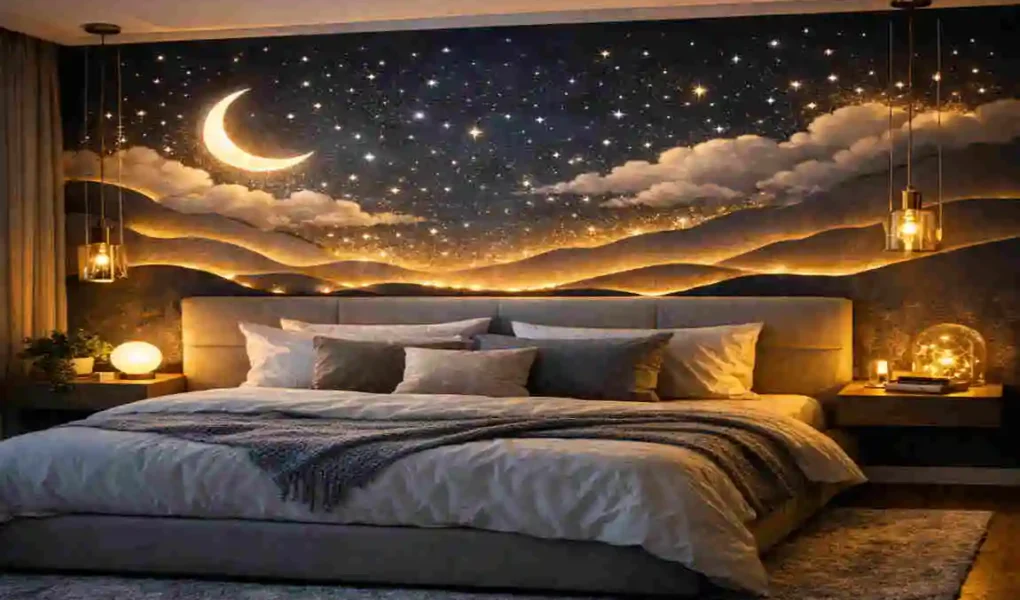 Bedroom Headboard False Wall with LED Magic