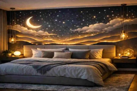 Bedroom Headboard False Wall with LED Magic