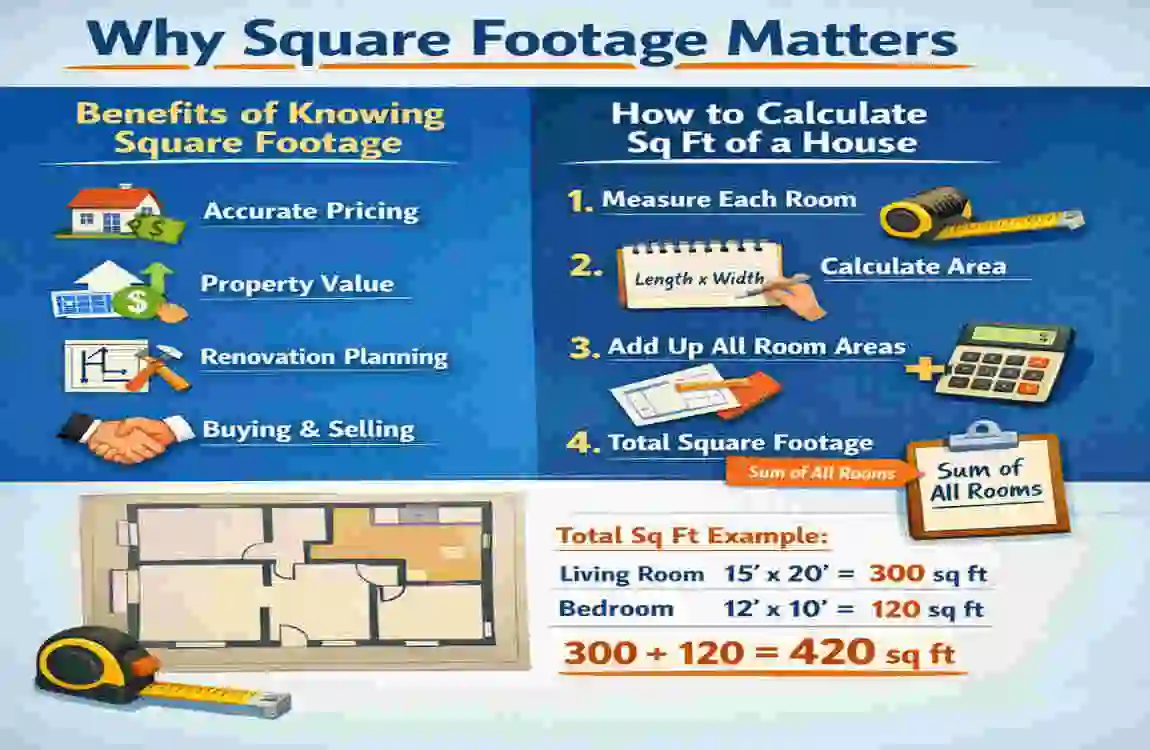how to calculate sqft of a house