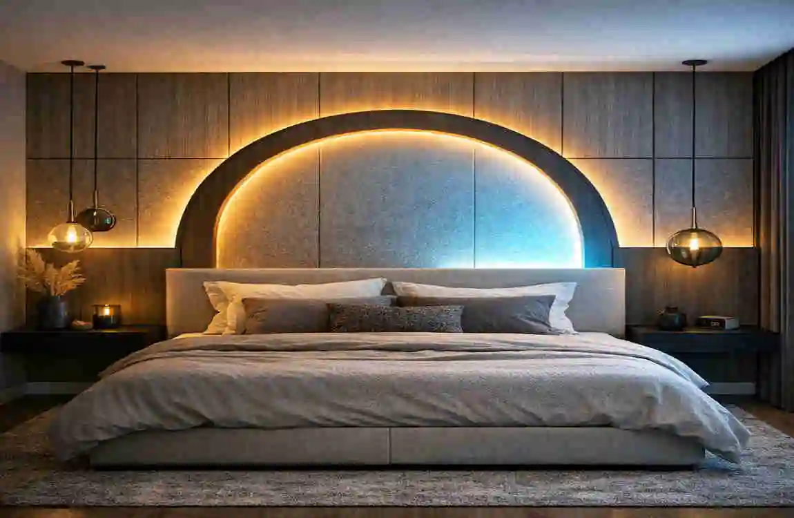 Bedroom Headboard False Wall with LED Magic