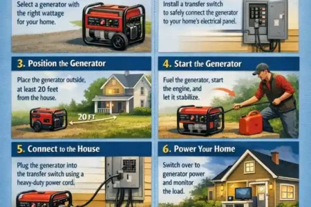 how to use a generator to power a house