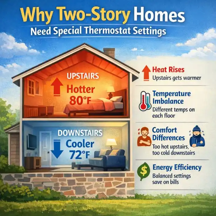 how to set thermostat for 2 story house in winter