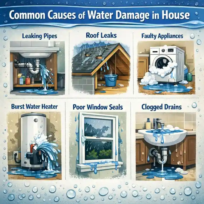 water damage in house