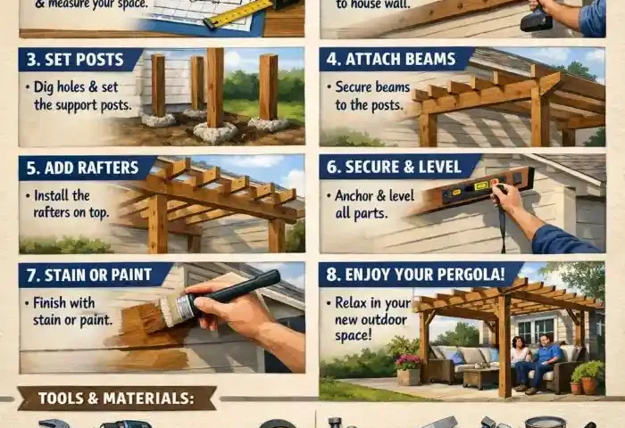 how to build a pergola attached to the house