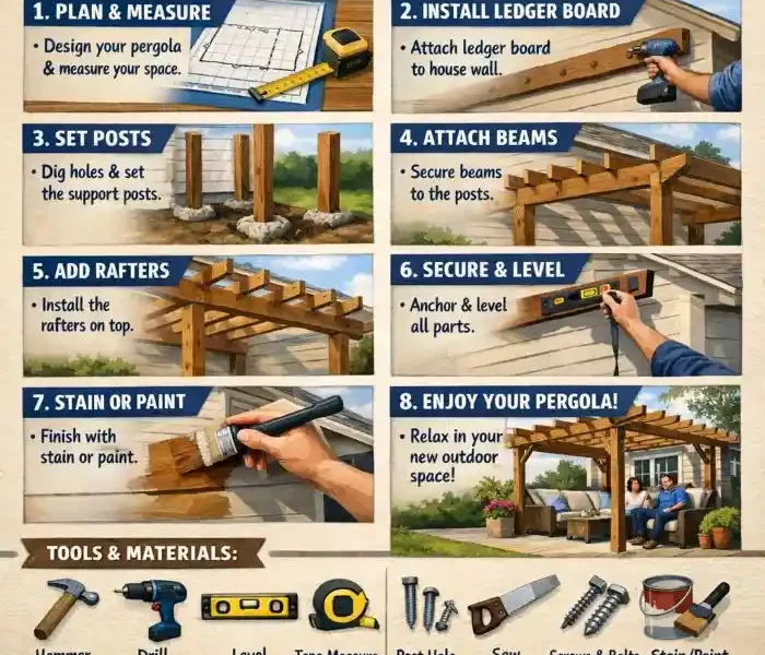 how to build a pergola attached to the house