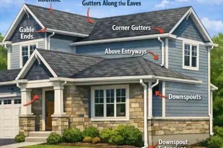 where to put gutters on a house