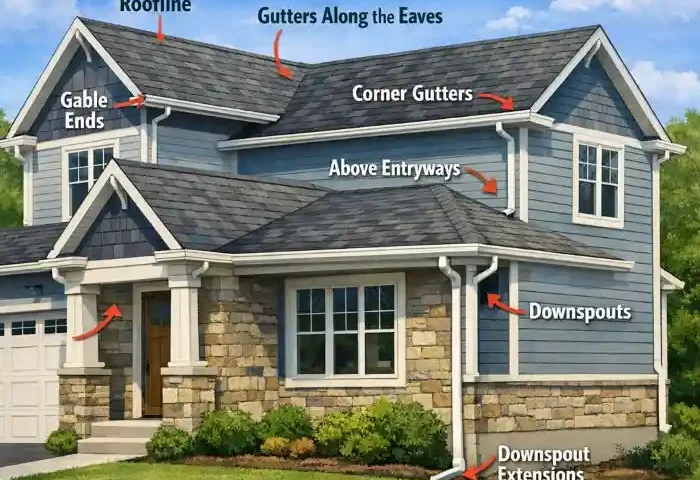 where to put gutters on a house