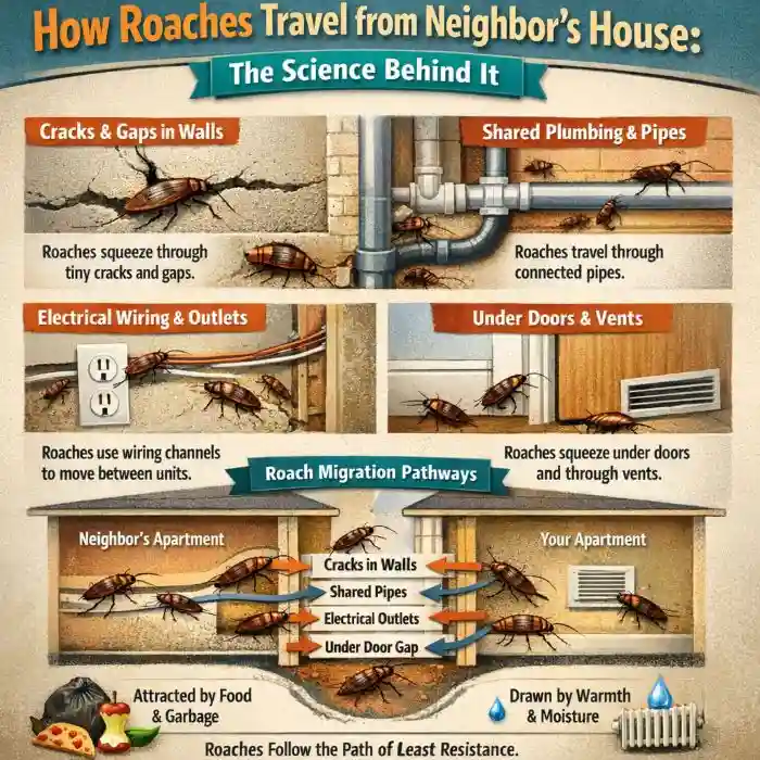 can roaches travel from neighbors house