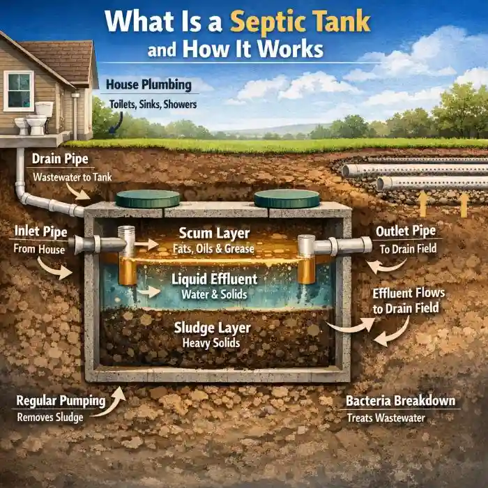 how far can a septic tank be from the house