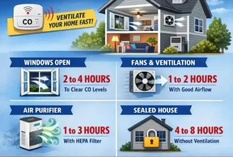 how long for carbon monoxide to leave house