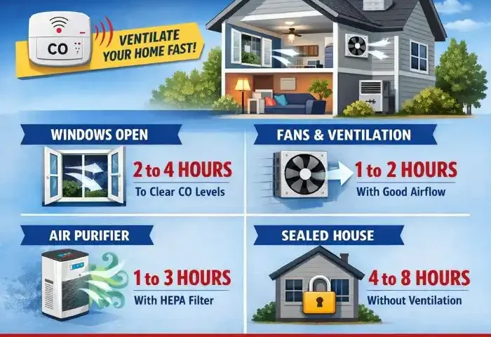 how long for carbon monoxide to leave house