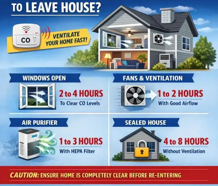 how long for carbon monoxide to leave house