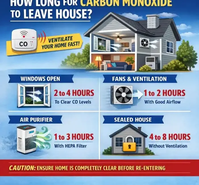 how long for carbon monoxide to leave house
