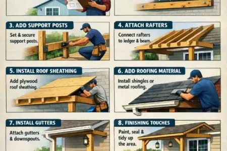 attach roof over deck from house
