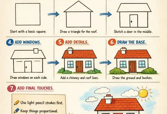 how to draw a house