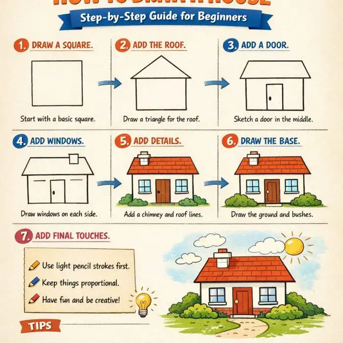 How to Draw a House: Step-by-Step Guide for Beginners (With Easy Tips ...
