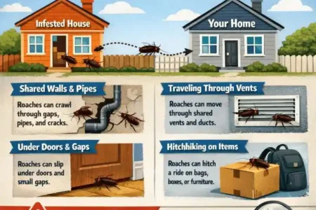 can roaches travel from neighbors house