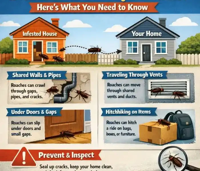 can roaches travel from neighbors house