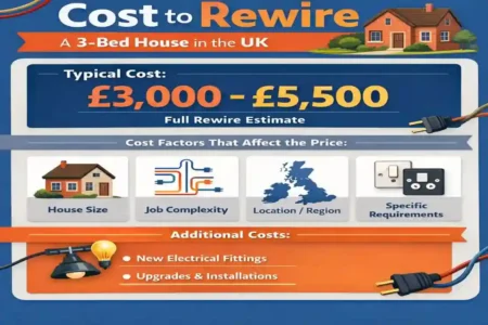 how much does it cost to rewire a 3 bed house uk